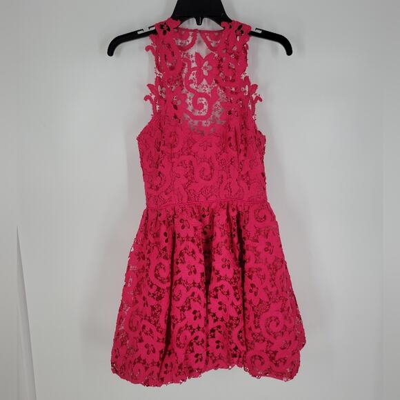 Saylor Pink Lace Open Back Sleeveless Amari Mini Dress XS - Picture 2 of 14